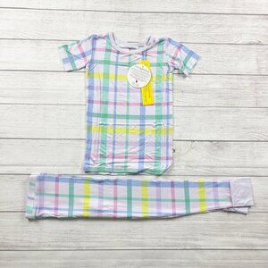 Kiki + Lulu Kids Bamboo Pajamas Set Pastel Plaid 2pc NWT 7-8